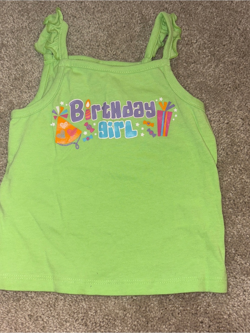 Toughskins Lime Green "Birthday Girl" Tank Top 2T